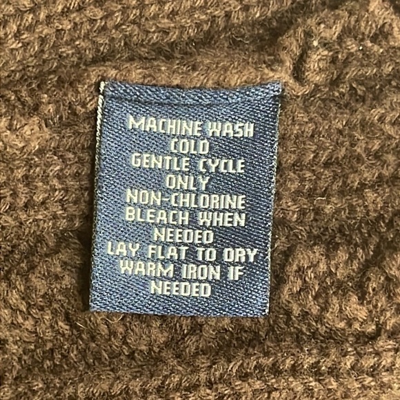 Chaps Brown Chunky 100% Cotton Cardigan Sweater with Ribbon Size XL - Picture 4 of 4